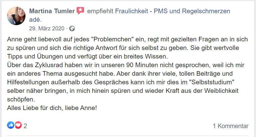 Zyklus Coaching Erfahrung Martina 2020 Zyklus Coach Anne Lippold