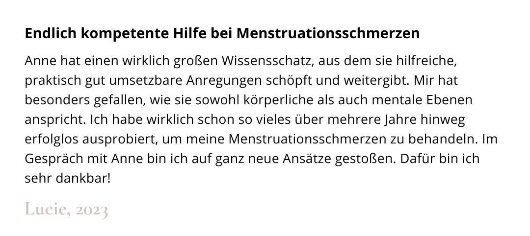 Zyklus Coaching Erfahrung Lucie 2023 Zyklus Coach Anne Lippold